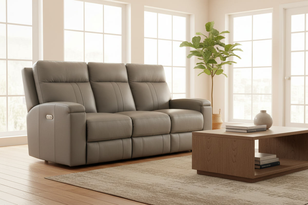 Venice 86” Silver Premium Leather Zero Gravity Power Reclining Sofa - MJM Furniture