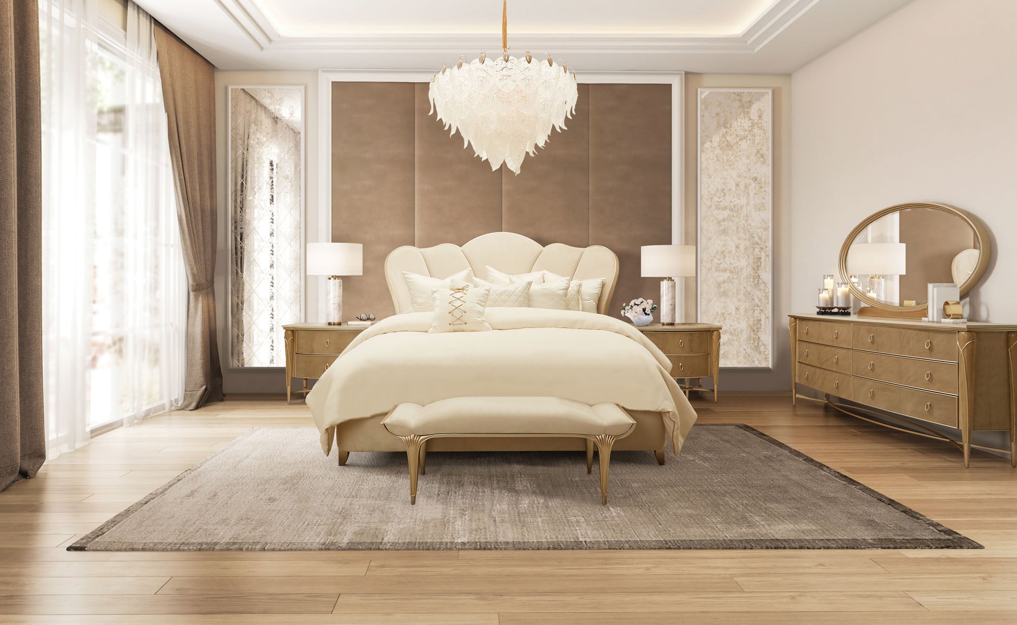 Villa Cherie Caramel Upholstered Bed - MJM Furniture