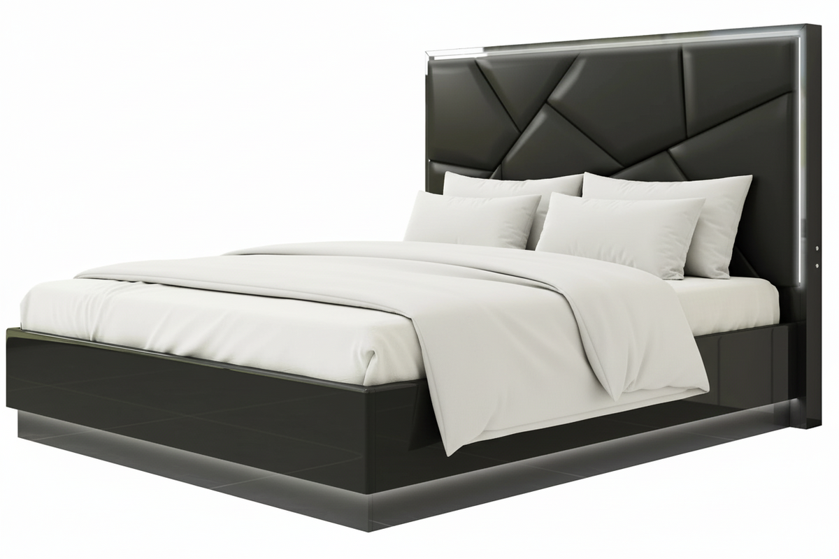 Stellar Black LED Upholstered Storage Bed - MJM Furniture