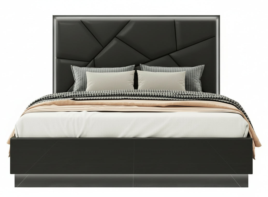 Stellar Black LED Upholstered Storage Bed - MJM Furniture