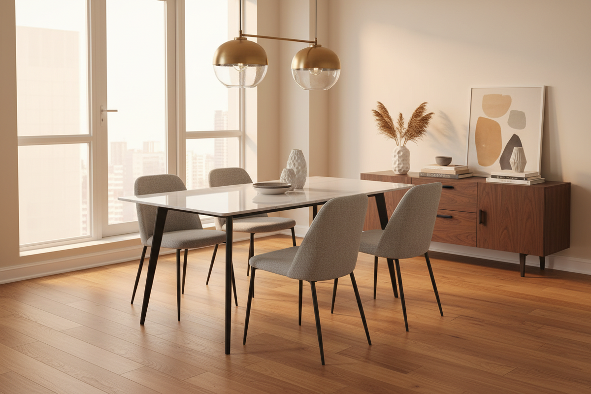 Roc 55” White Sintered Stone Dining Table