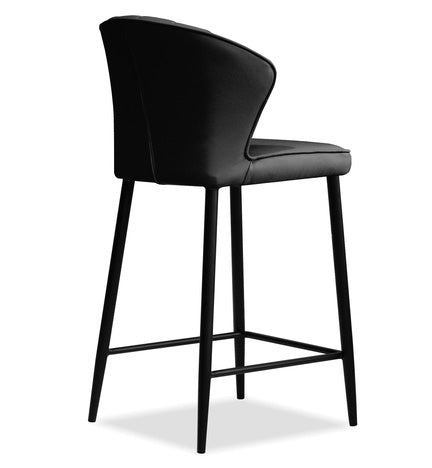 Caleb Pewter Leather Counter Stool - MJM Furniture