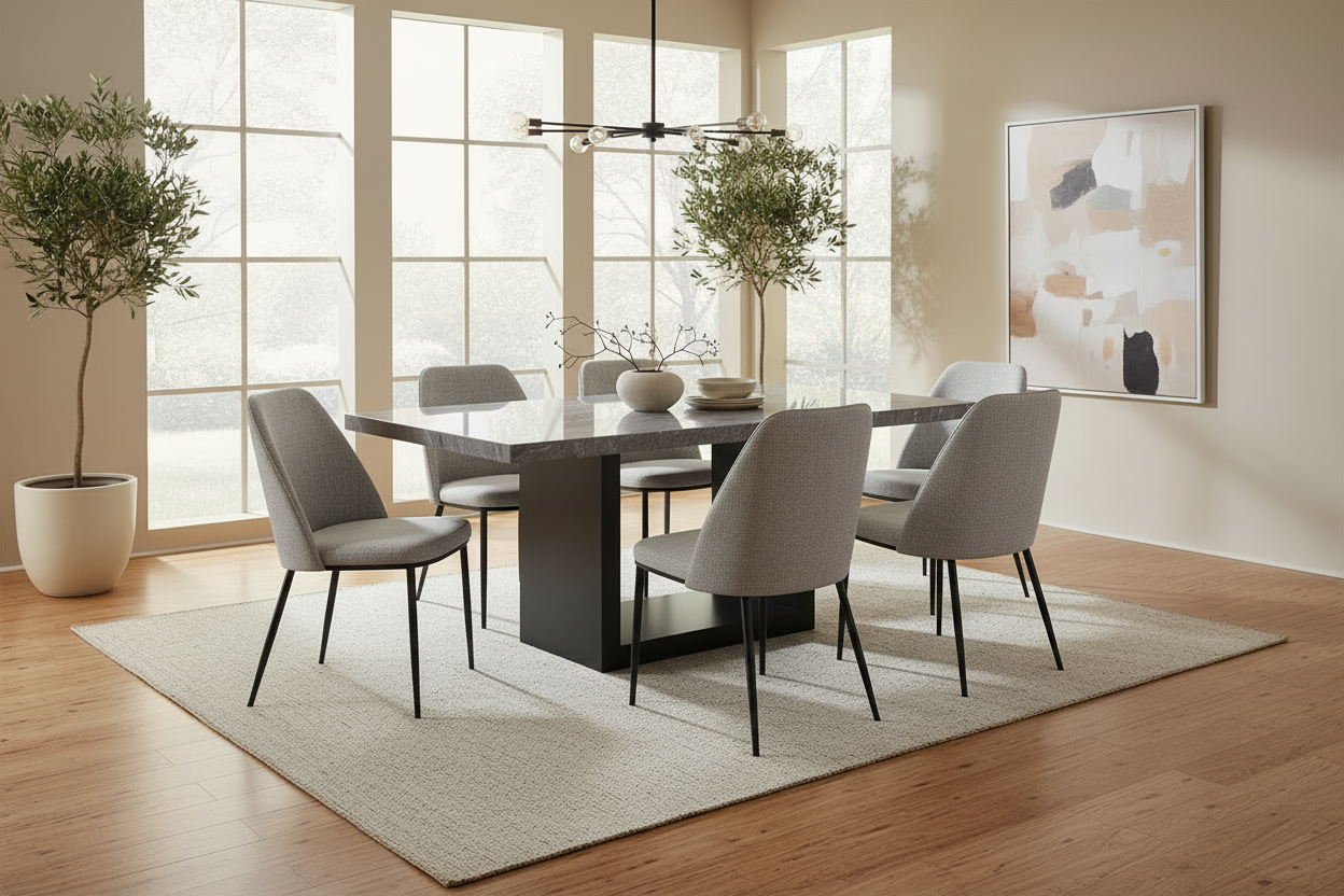 Aston 72” Gray Marble Dining Table - MJM Furniture