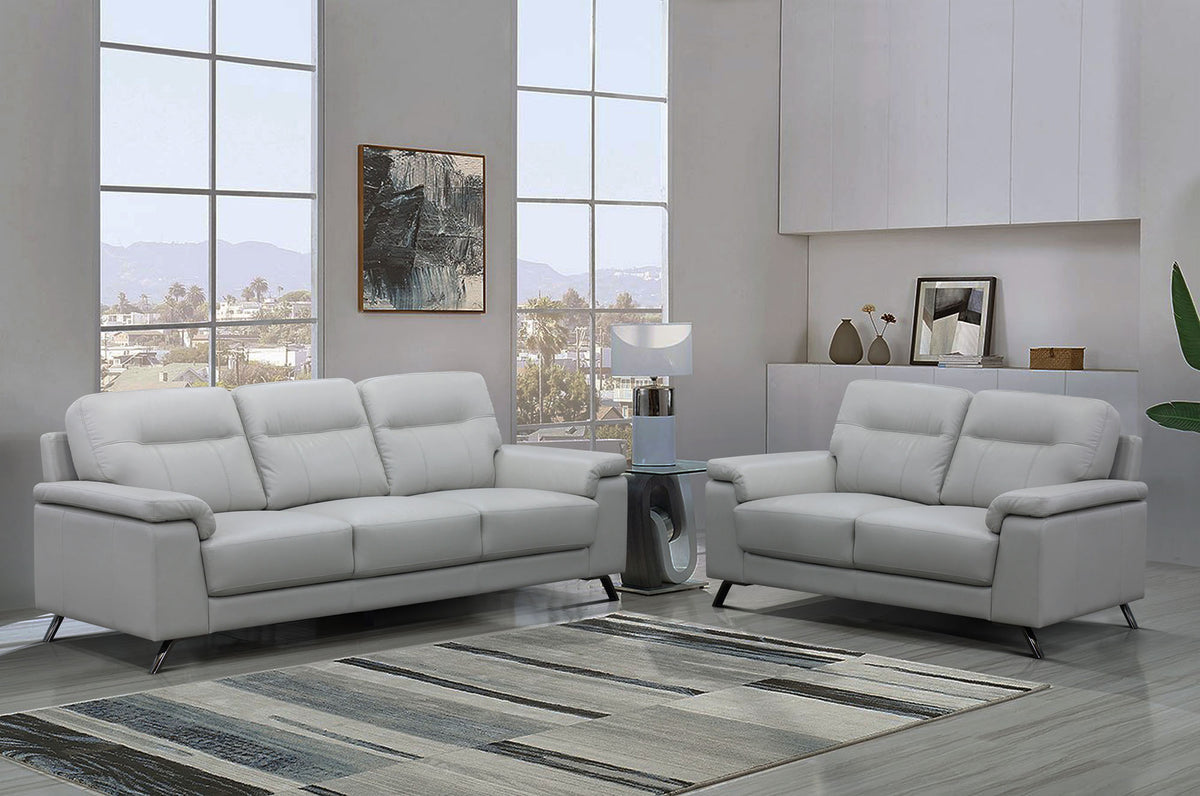 Bella Silver Leather Sofa - MJM Furniture
