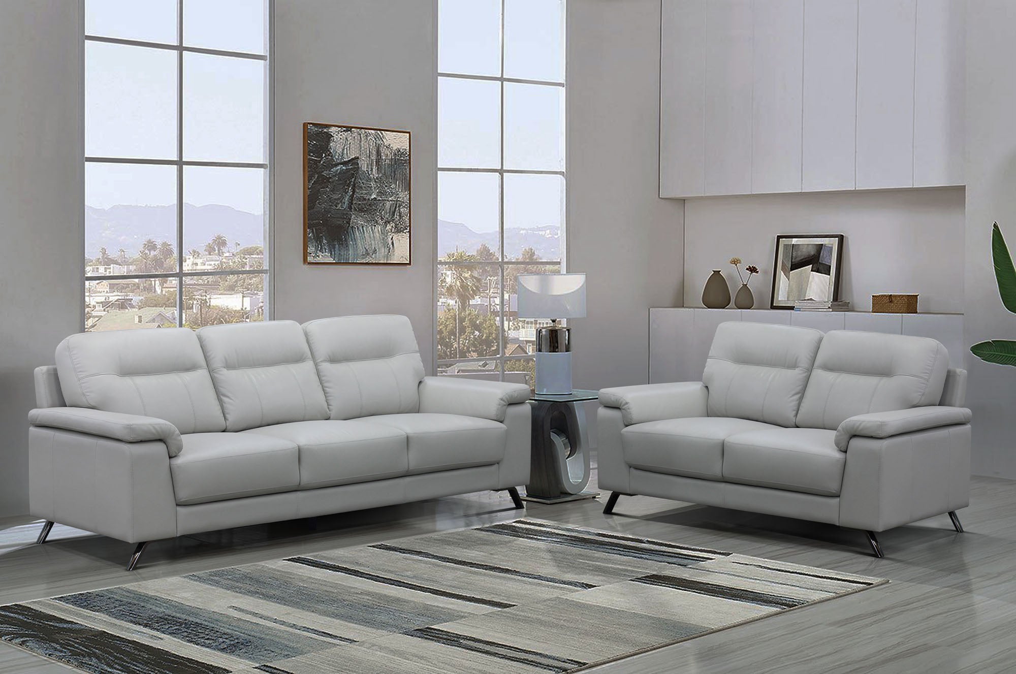 Haus Silver Leather Loveseat - MJM Furniture