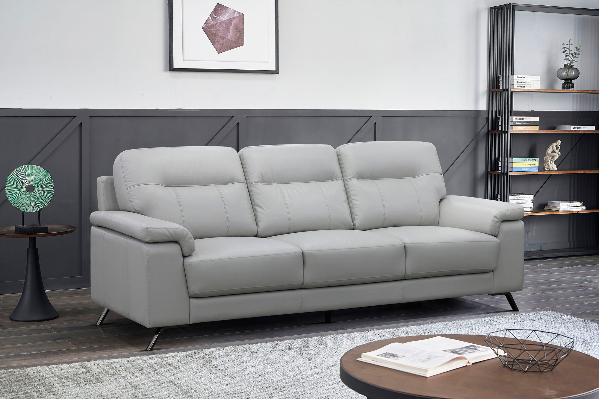 Haus Silver Leather Sofa - MJM Furniture