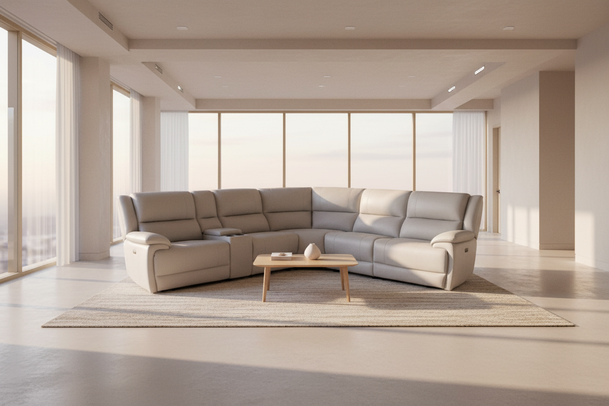 Callum Fog Leather Power Reclining Sectional - MJM Furniture