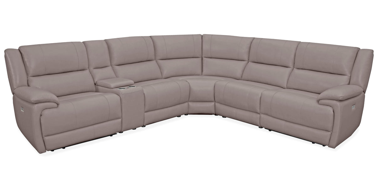 Callum Mocha Leather Power Reclining Sectional - MJM Furniture