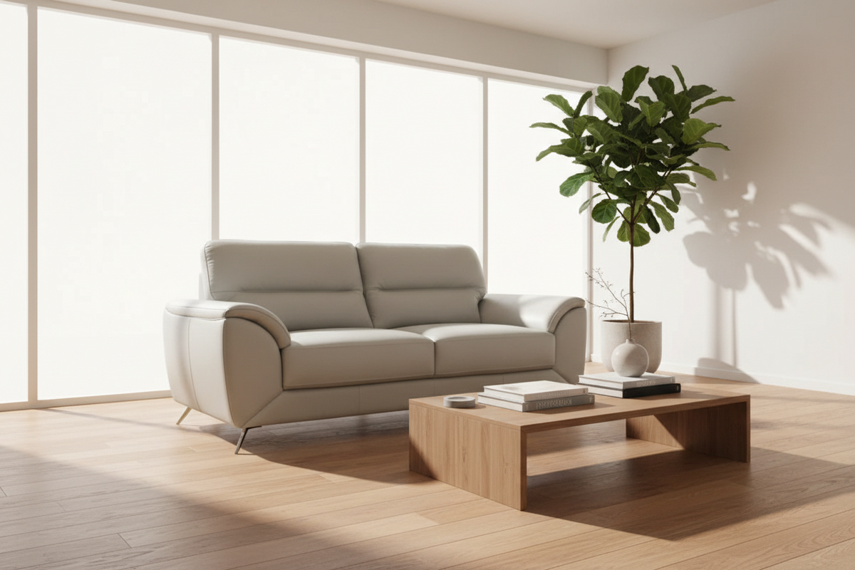 Celine 78” Silver Leather Sofa - MJM Furniture