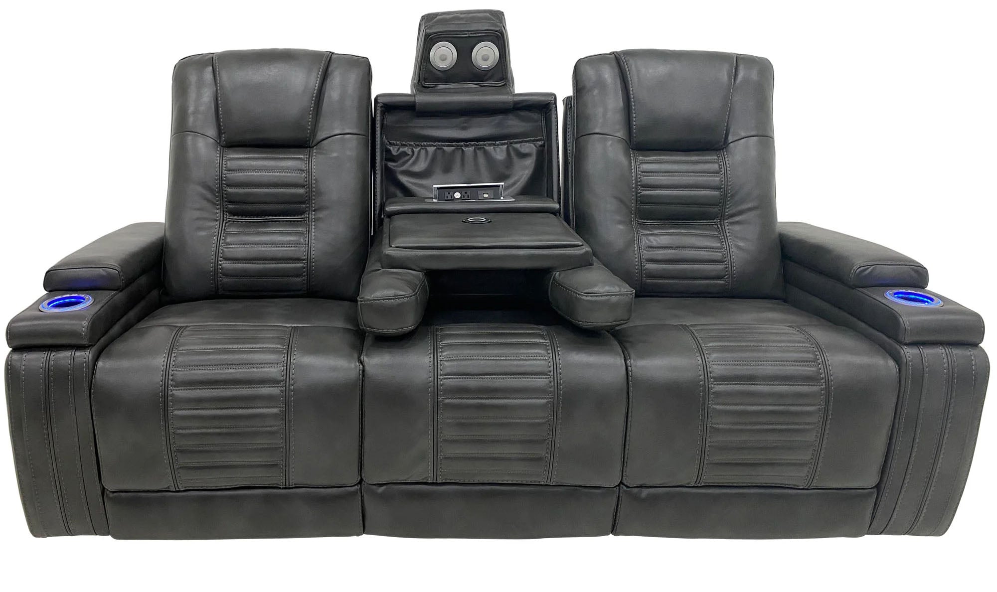 Cinema Black Power Reclining Sofa - MJM Furniture