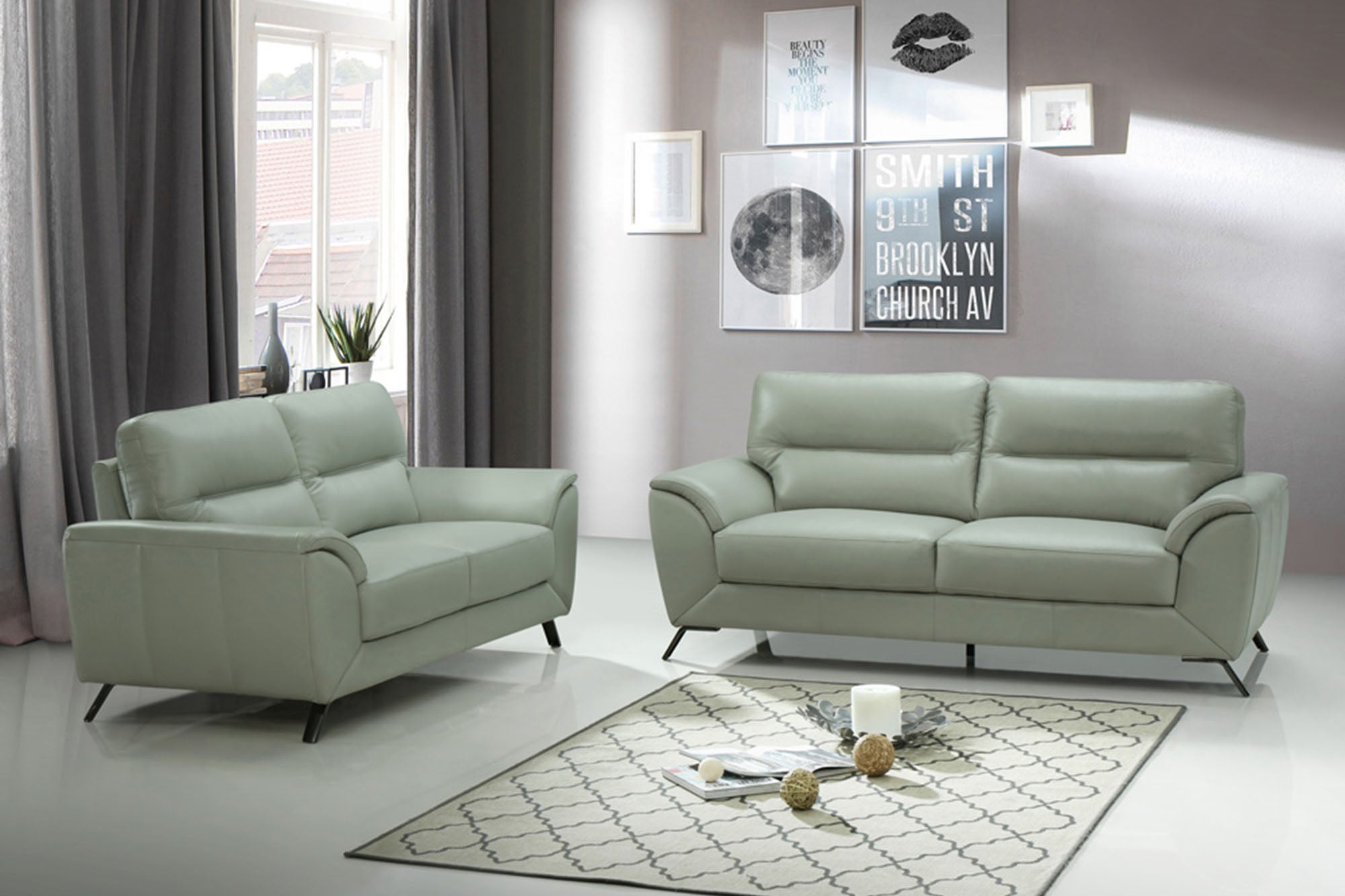 Celine Silver Leather Loveseat - MJM Furniture