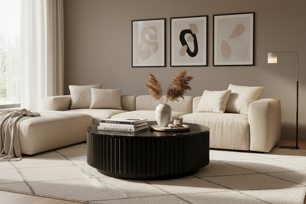 Coast Black Marble Coffee Table - MJM Furniture