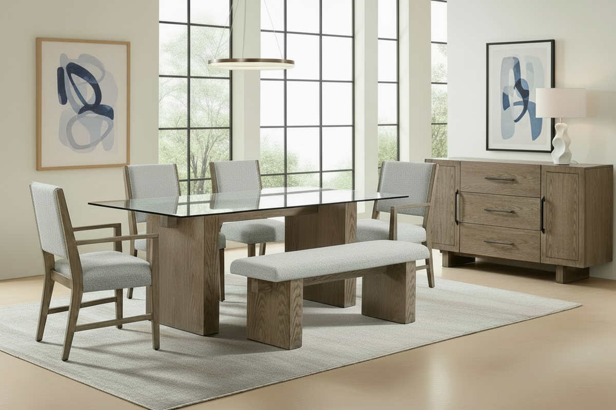 Conner 80” Natural Oak Double Pedestal Dining Table - MJM Furniture