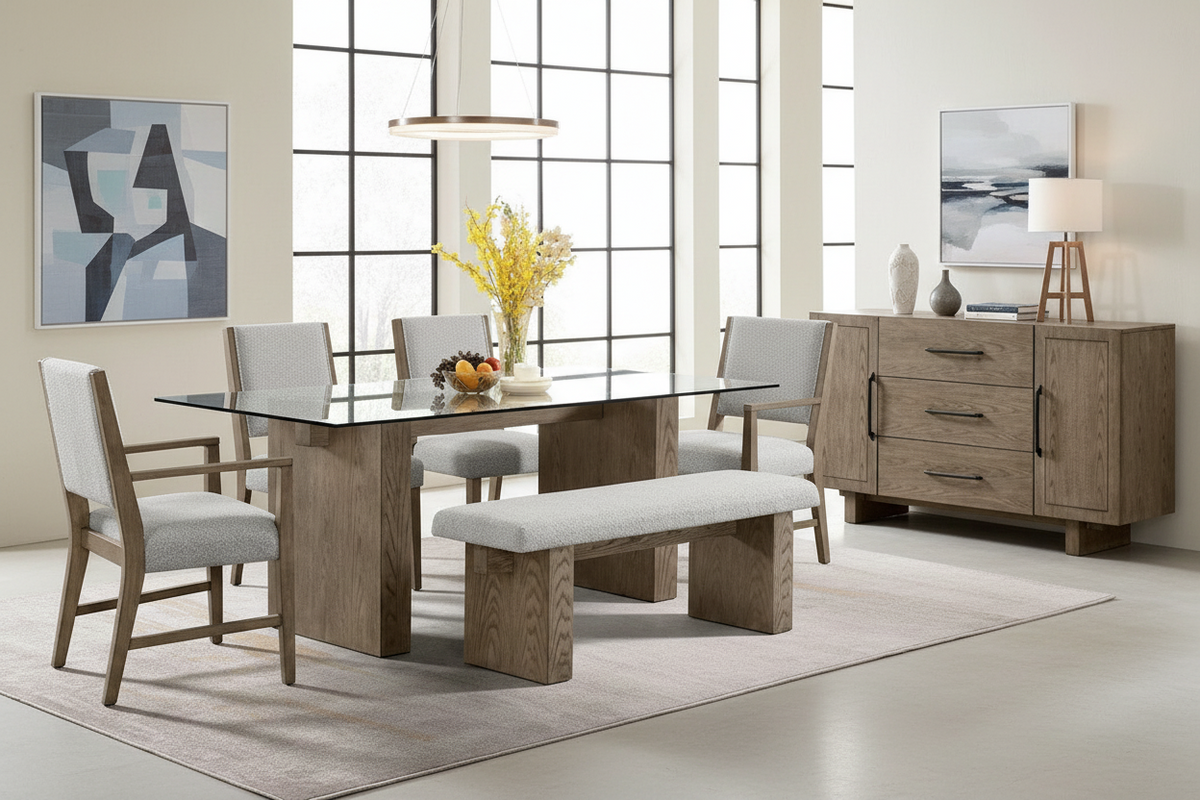 Conner 80” Natural Oak Double Pedestal Dining Table