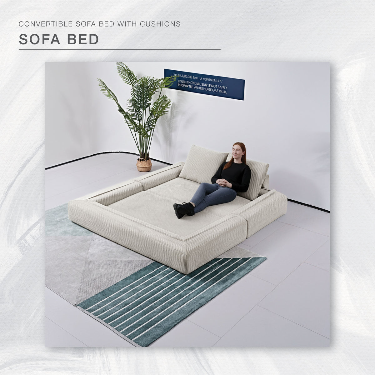 Convertible Beige Sofa Bed