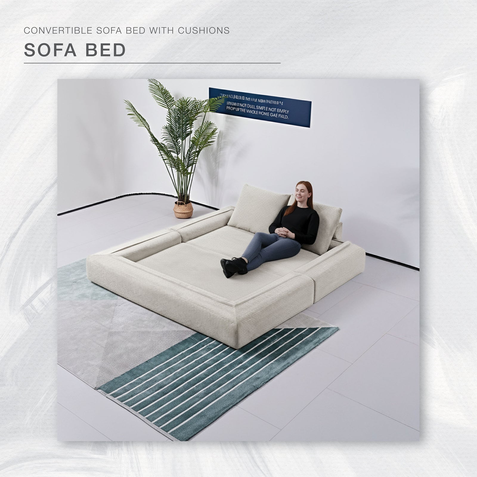 Convertible Beige Sofa Bed - MJM Furniture