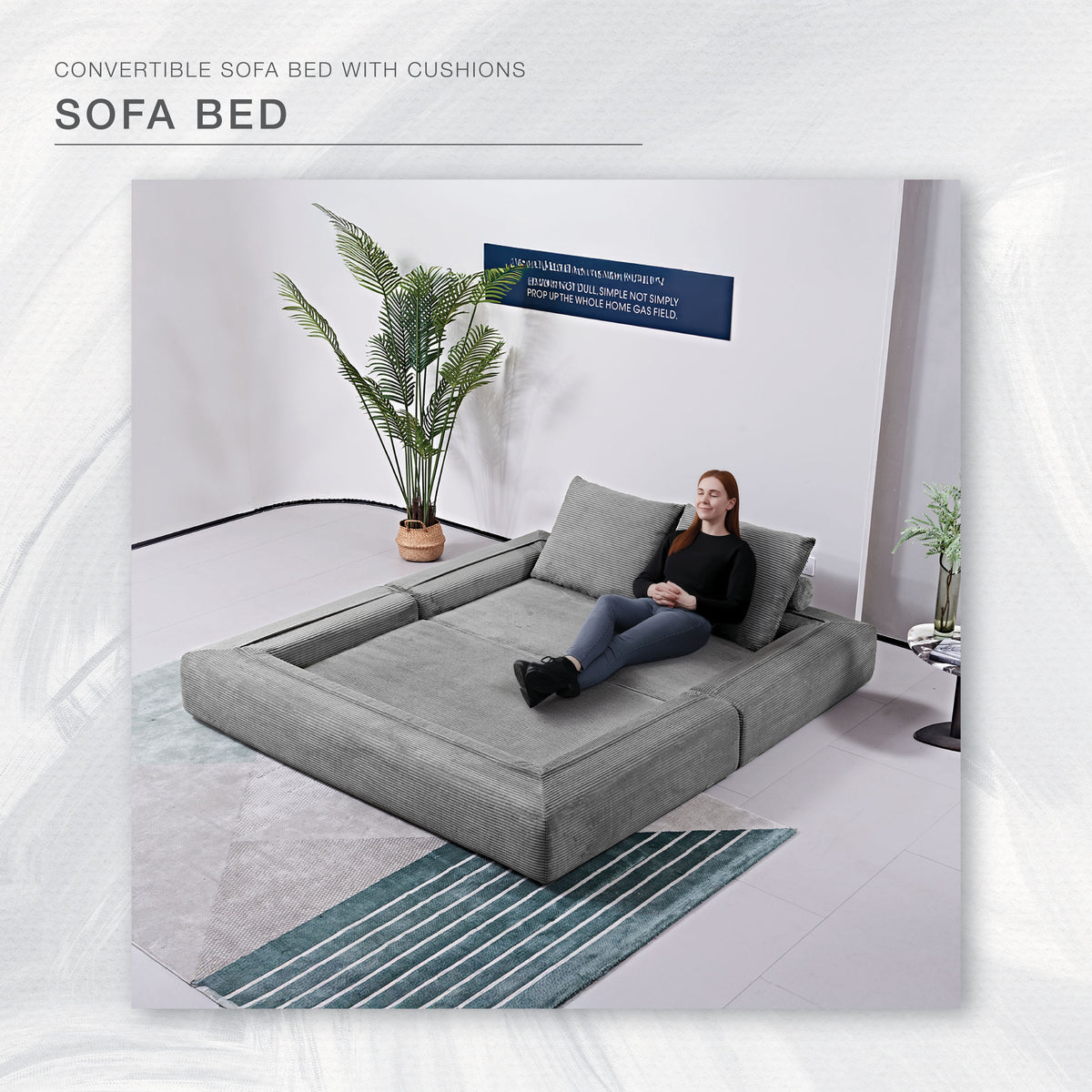 Convertible Light Gray Sofa Bed