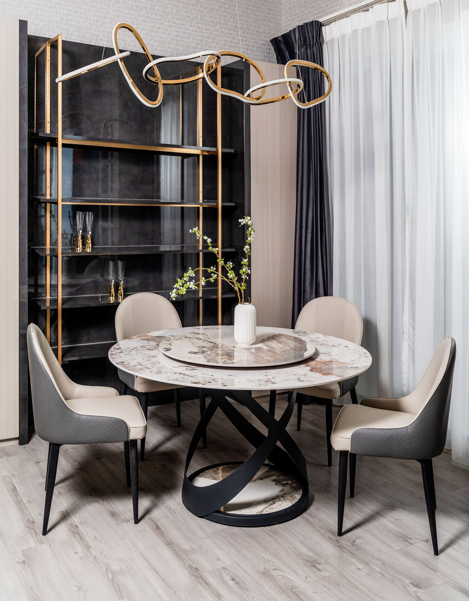 Cosmos Sintered Stone Round Dining Table - MJM Furniture