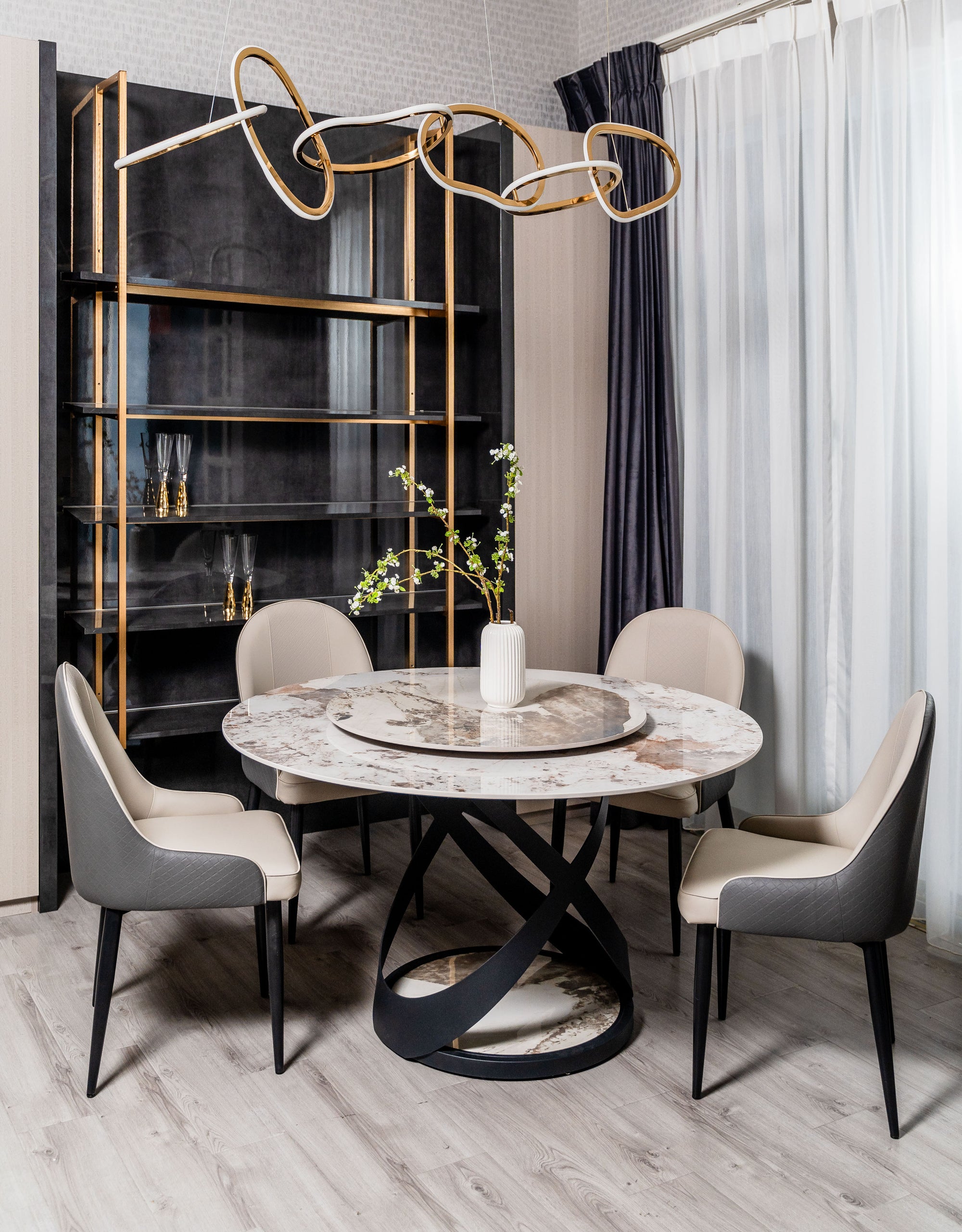 Cosmos Sintered Stone Round Dining Table - MJM Furniture