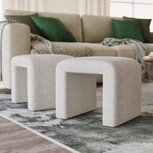 Cove Natural Petite Upholstered Bench (Set of 2) - MJM Furniture