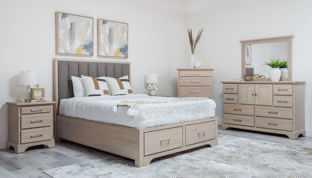 Loki Pine Upholstered Storage Bed - MJM Furniture