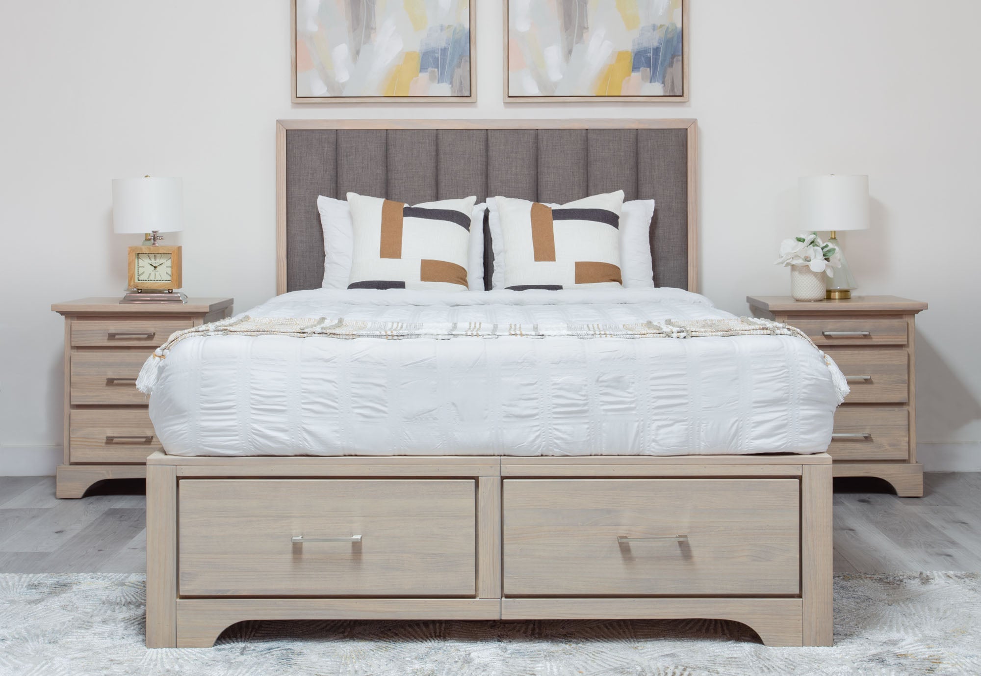 Loki Pine Upholstered Storage Bed - MJM Furniture