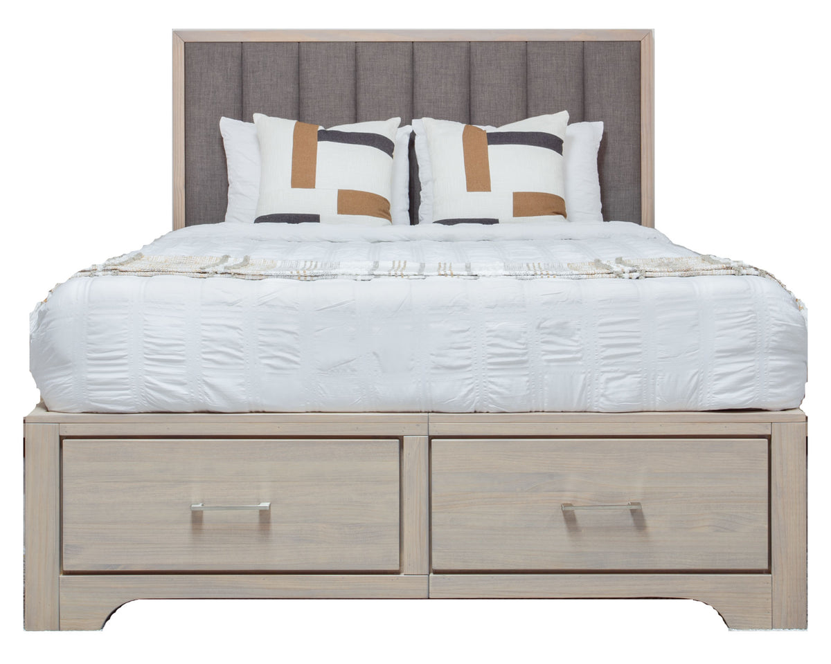 Loki Pine Upholstered Storage Bed - MJM Furniture