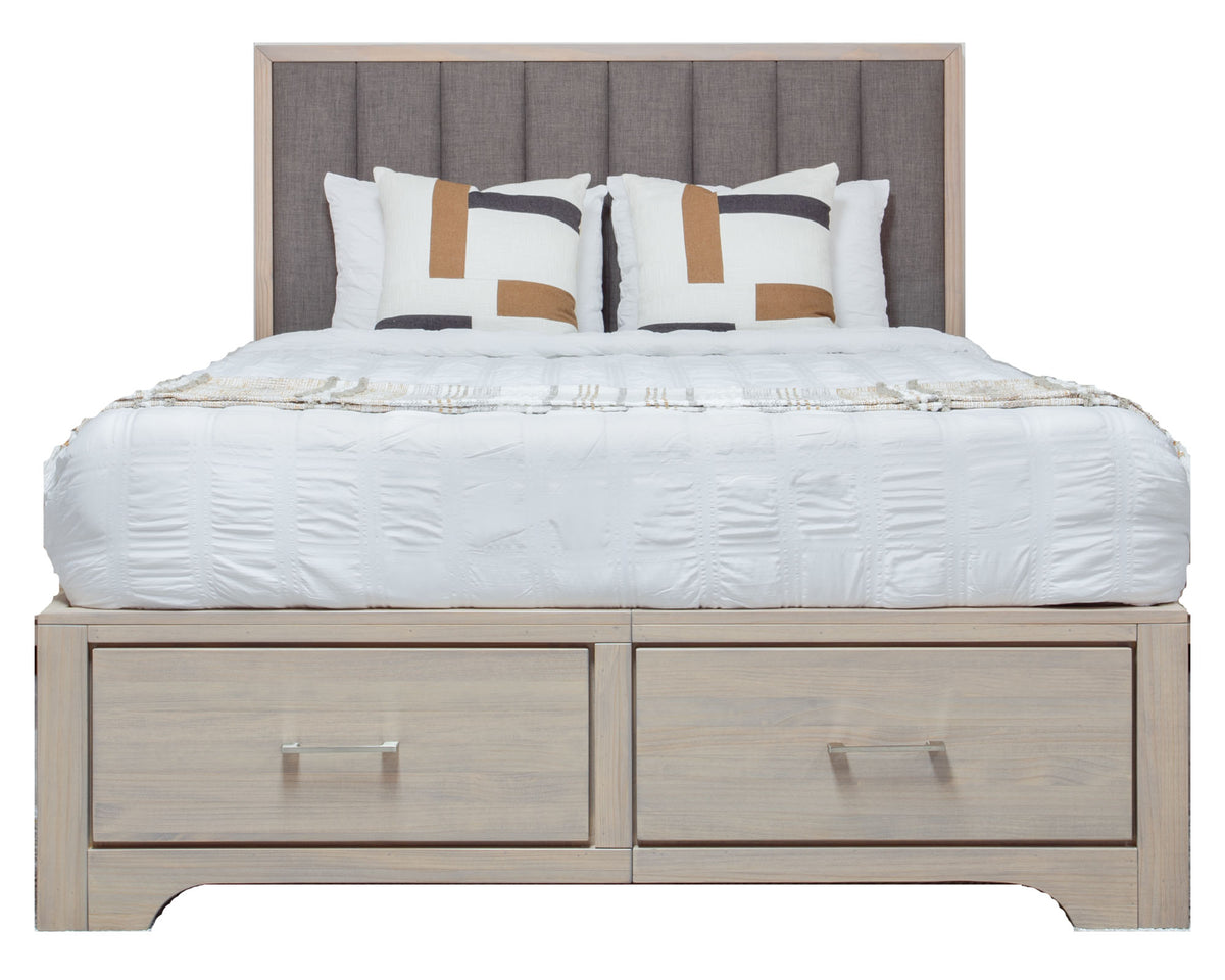 Dakota Pine Upholstered Storage Bed - MJM Furniture