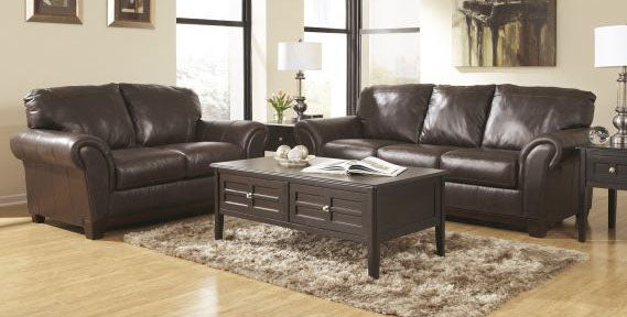 Deasil Brown Leather Match Sofa & Loveseat - MJM Furniture