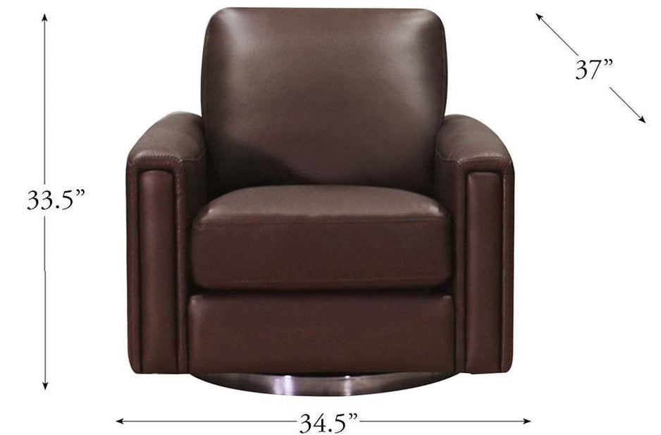 Hayward 34.5" Chestnut Leather Swivel Chair - MJM Furniture