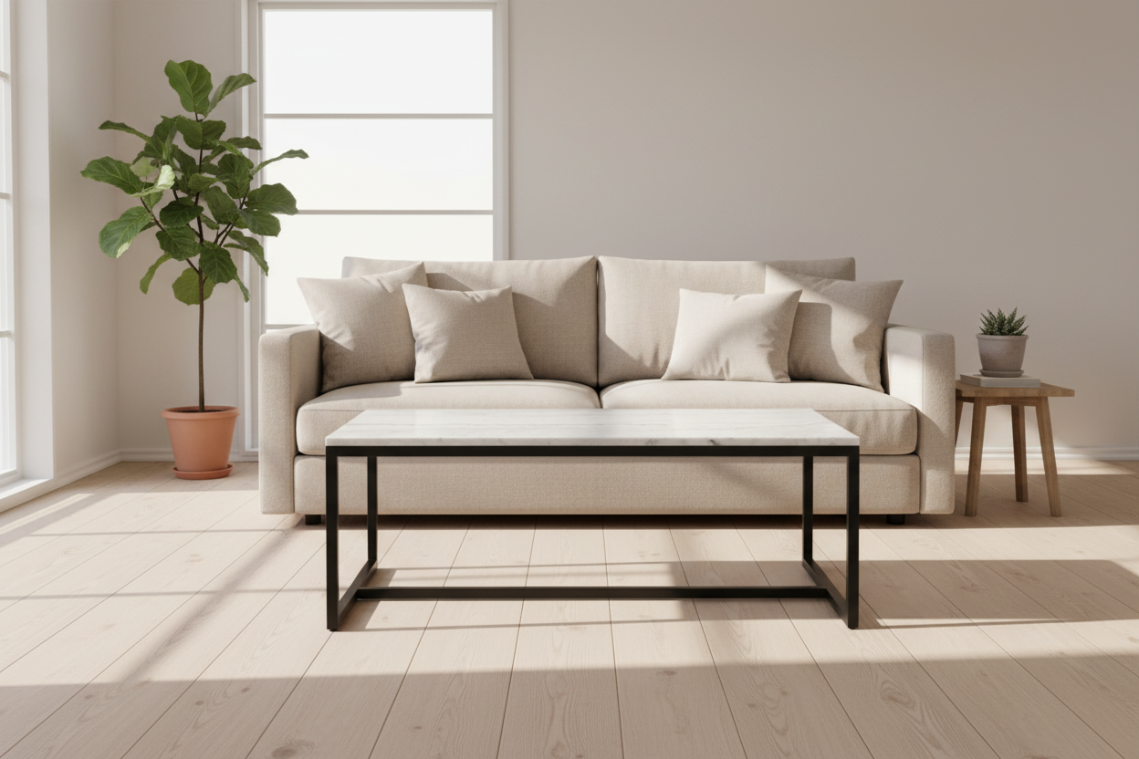 Eleo 46” Natural White Marble Coffee Table - MJM Furniture