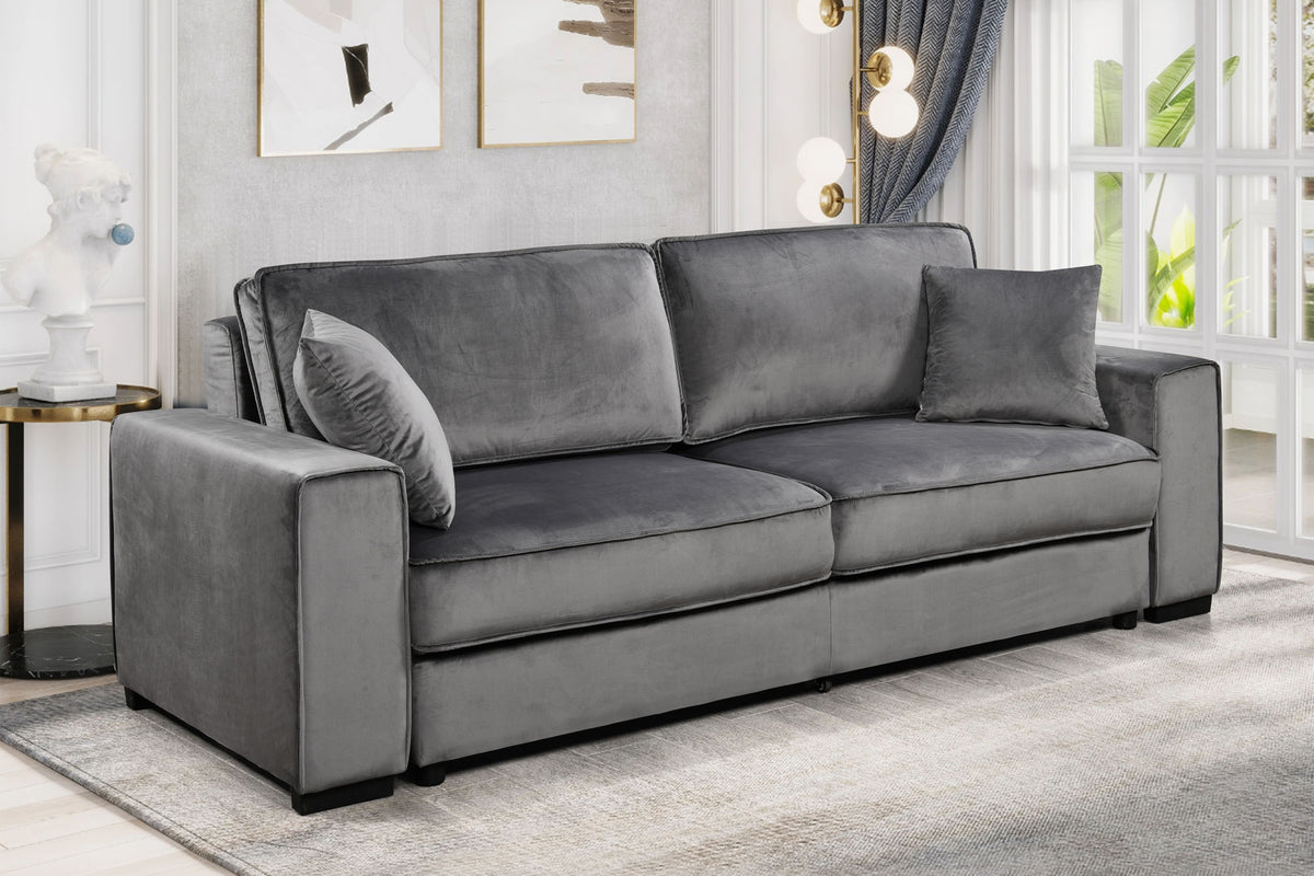 Eli Gray Velvet Sofa Bed Sleeper - MJM Furniture