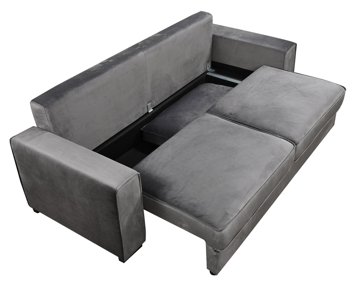 Eli Gray Velvet Sofa Bed Sleeper - MJM Furniture