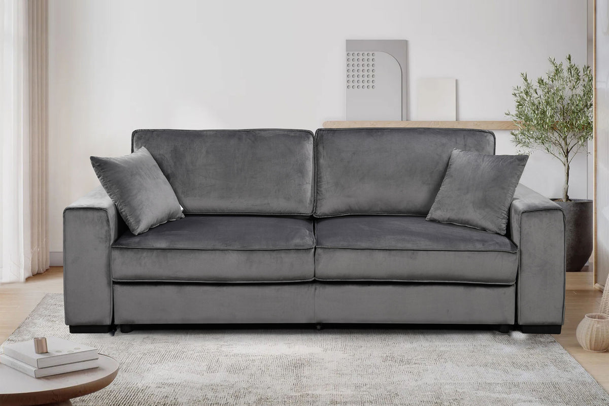 Eli Gray Velvet Sofa Bed Sleeper - MJM Furniture