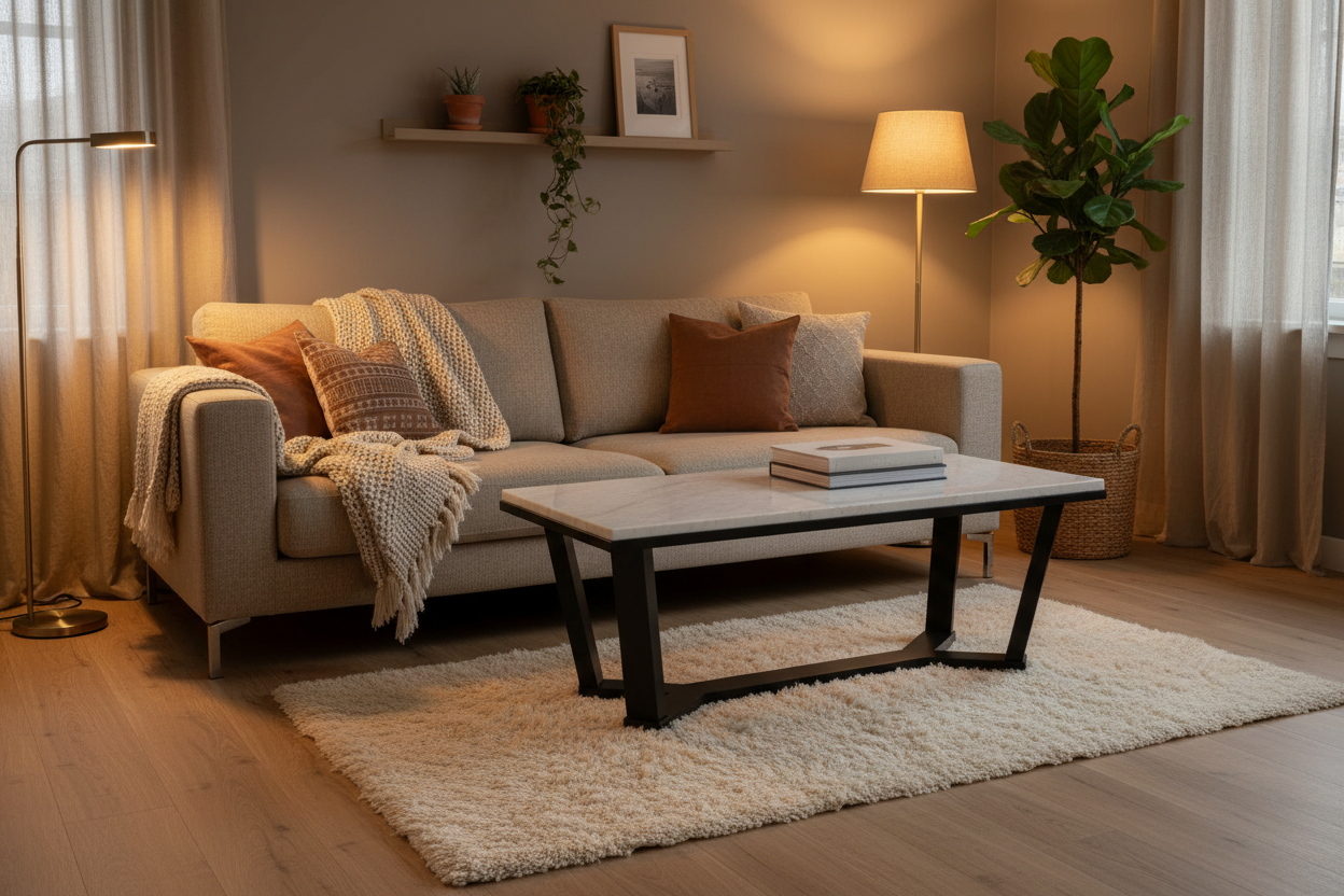 Fostead 48” Natural Marble Coffee Table - MJM Furniture