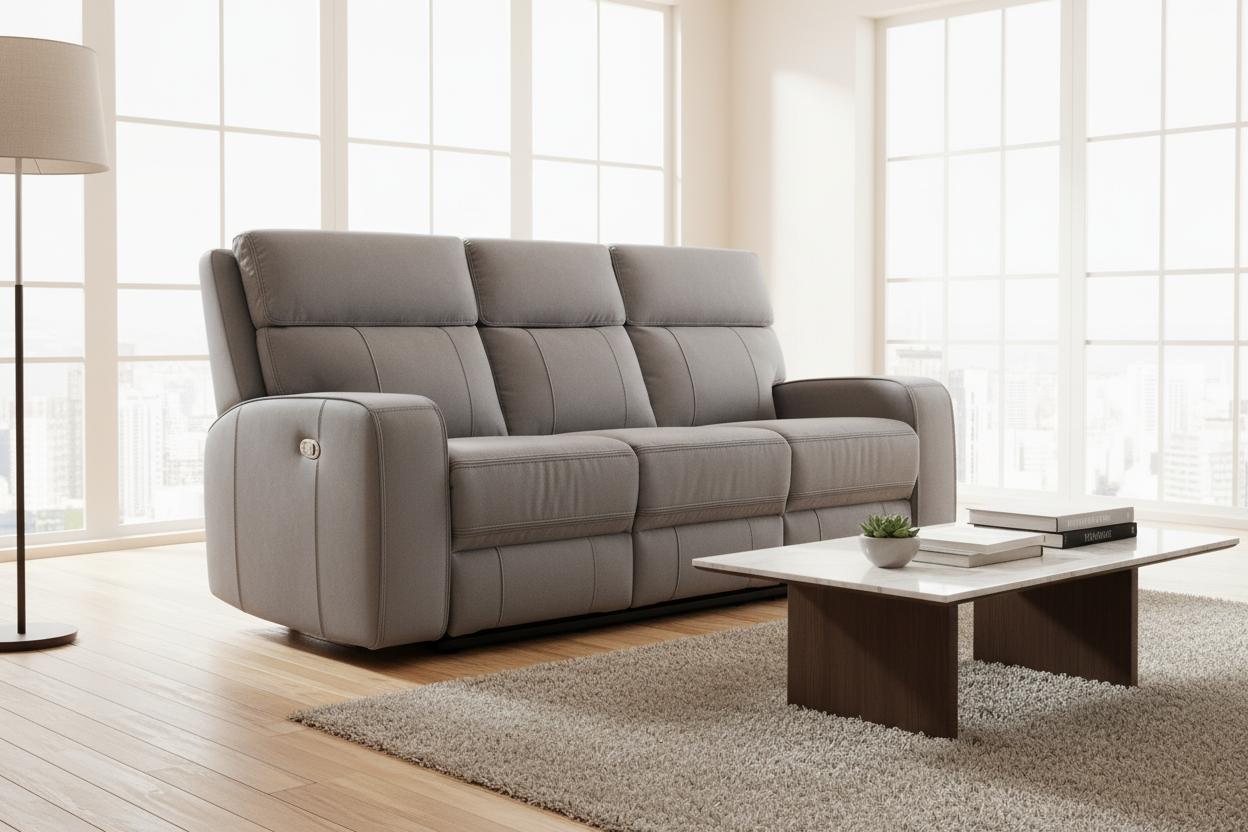 Ryler 85” Dark Grey Power Reclining Sofa with Power Headrest - MJM Furniture