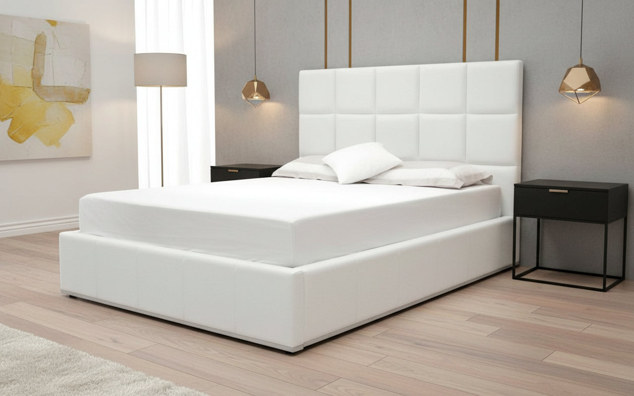 Glare White Queen Lift Storage Bed - MJM Furniture