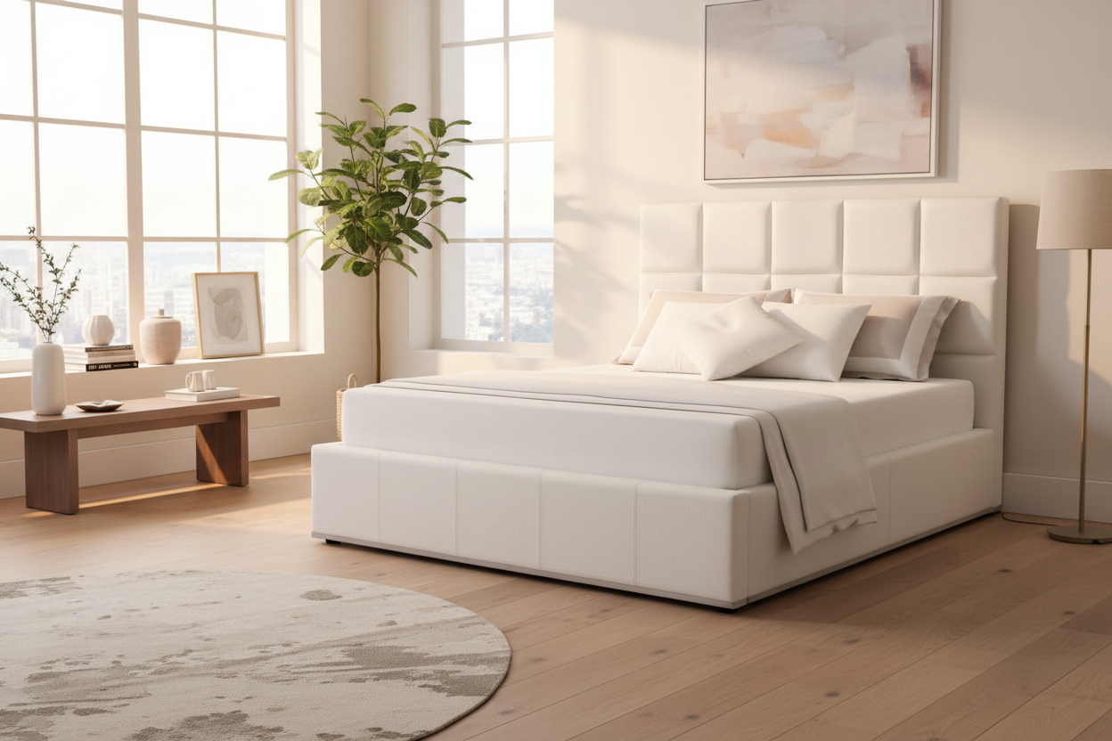 Glare White Queen Lift Storage Bed - MJM Furniture