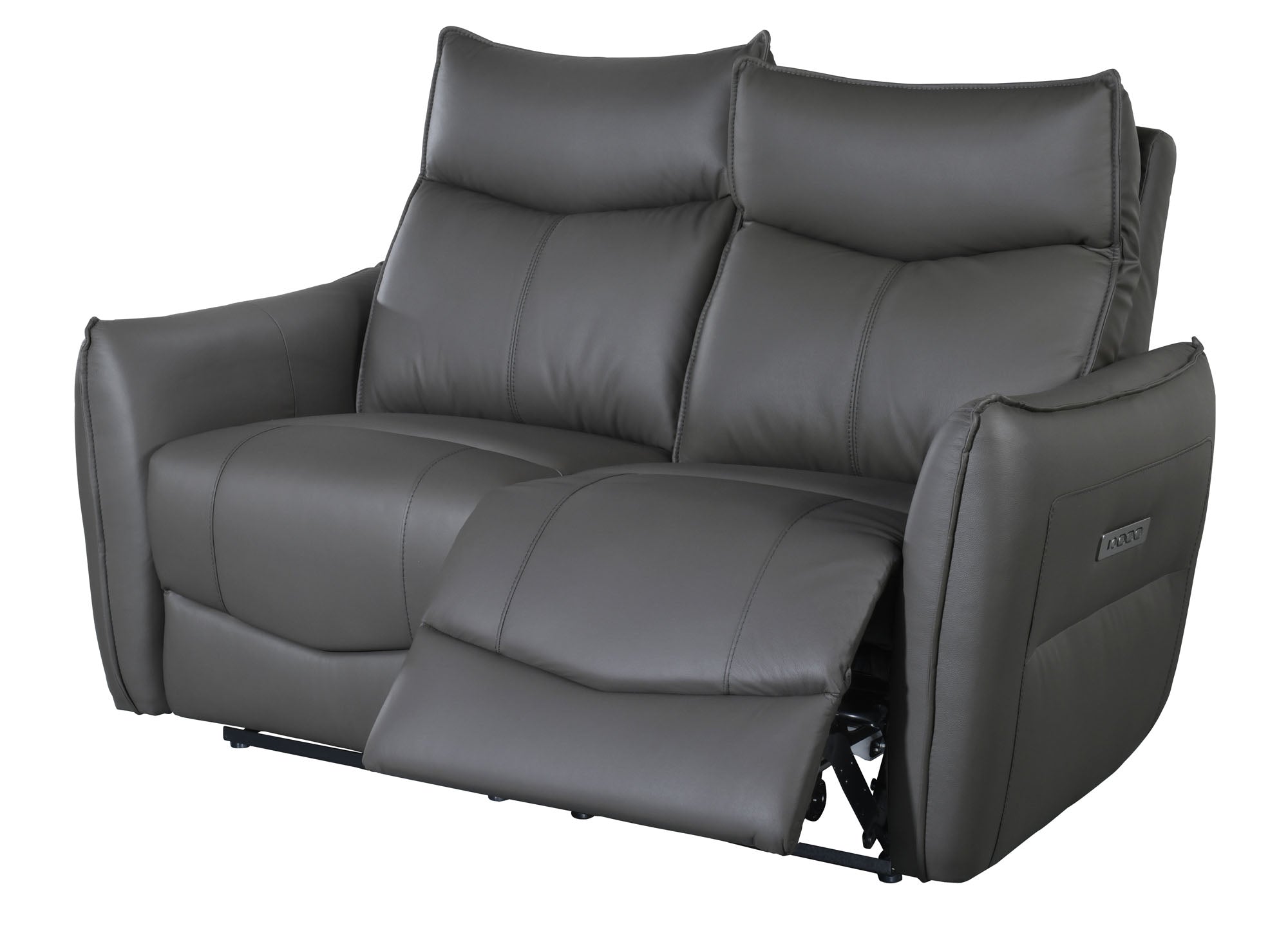Olav Gray Leather Power Reclining Loveseat - MJM Furniture