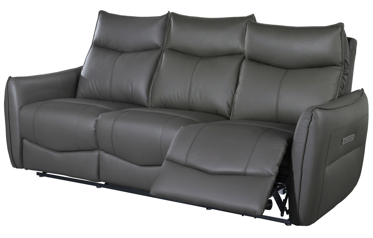 Olav Gray Leather Power Reclining Sofa - MJM Furniture