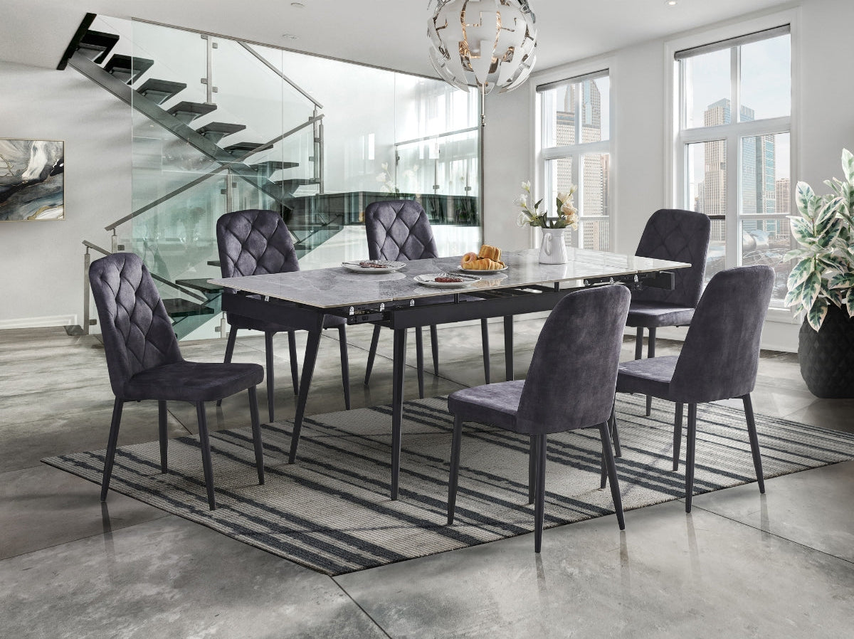 Atlas Gray Velvet Dining Chair - MJM Furniture