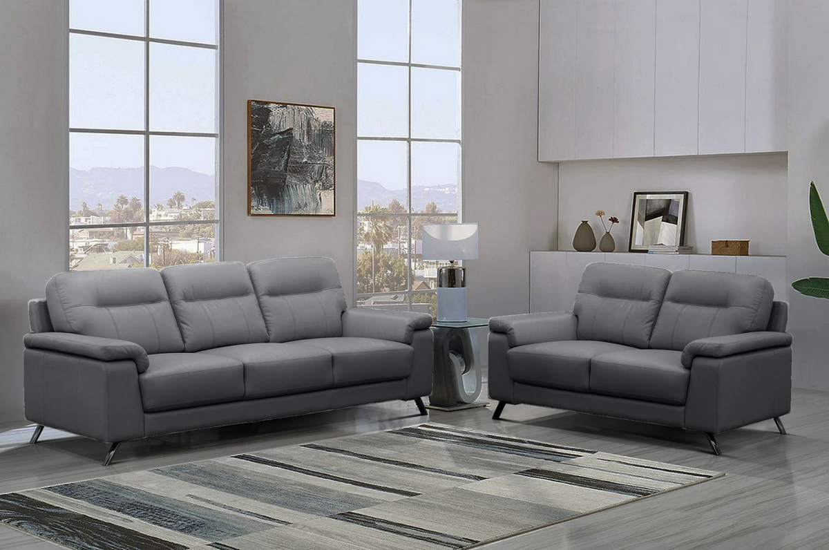 Haus Gray Leather Sofa - MJM Furniture