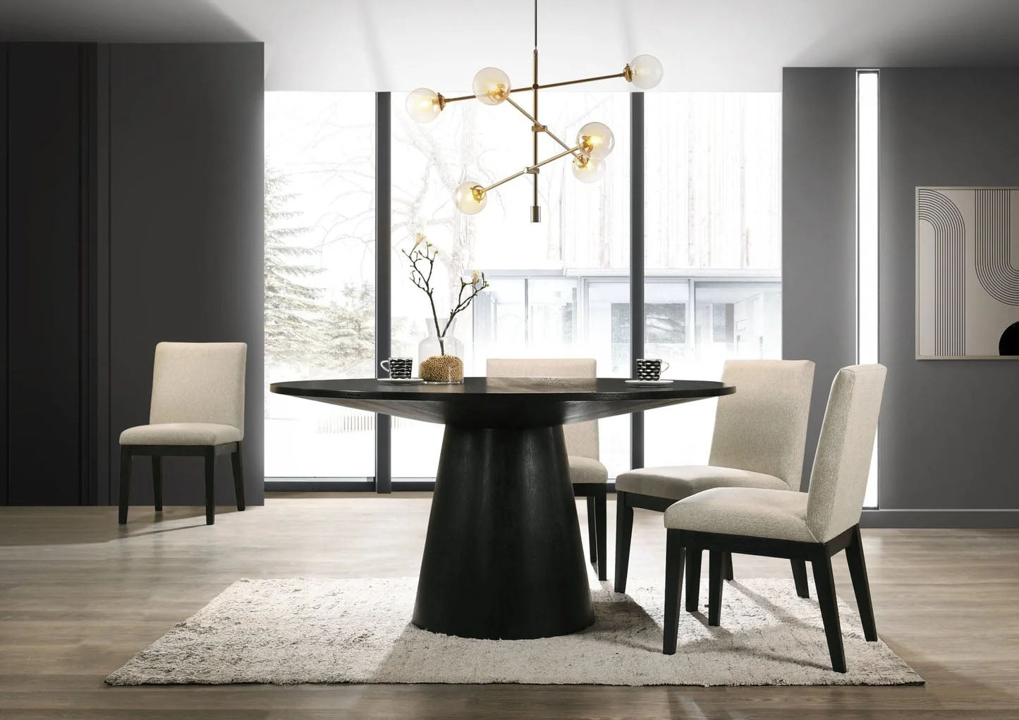 Haven Black 59" Round Dining Table - MJM Furniture