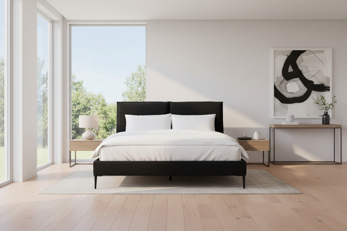 Hayes Charcoal Upholstered Bed - MJM Furniture