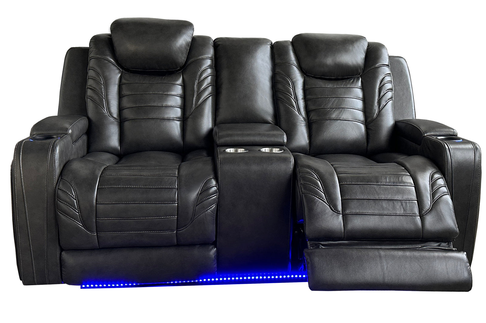 Home Theatre Black Power Reclining Loveseat - MJM Furniture