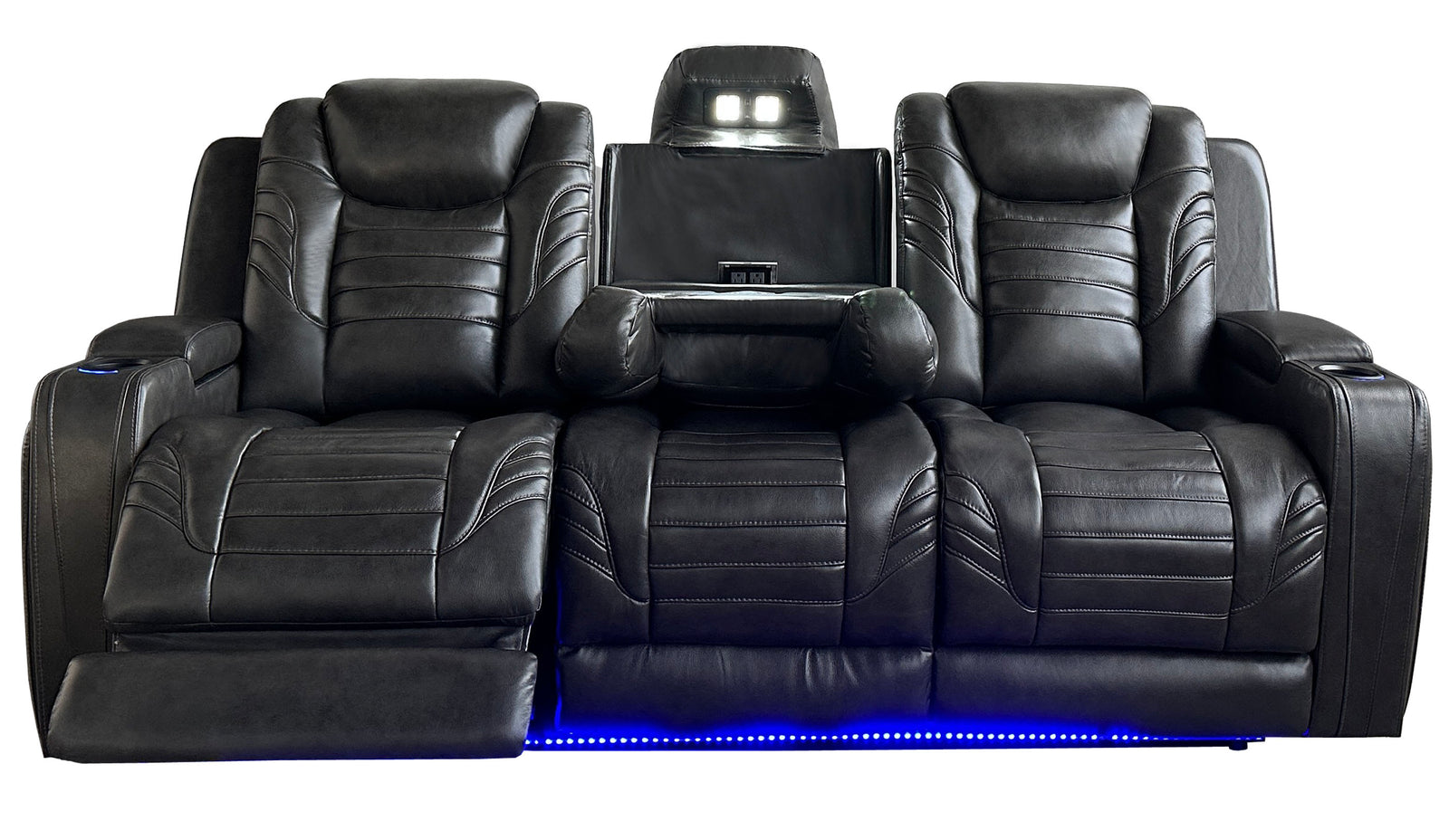 Home Theatre Black Power Reclining Sofa - MJM Furniture