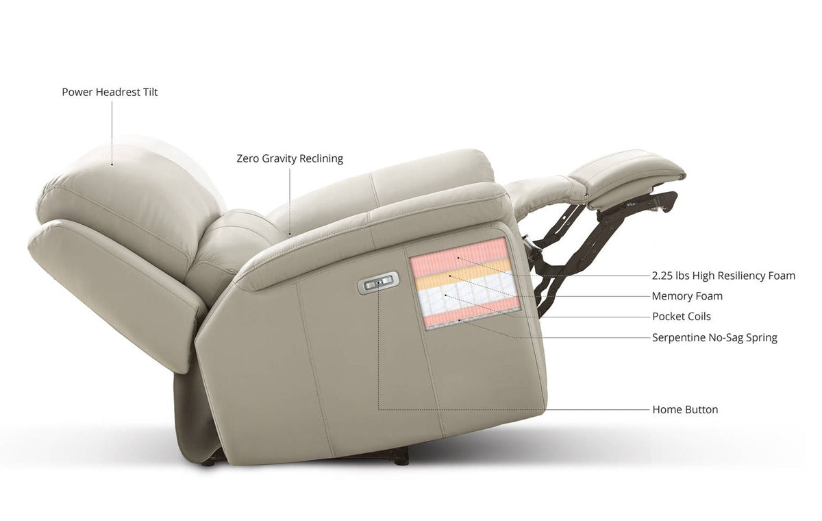 Paramount Vanilla Leather Zero Gravity Power Reclining Chair