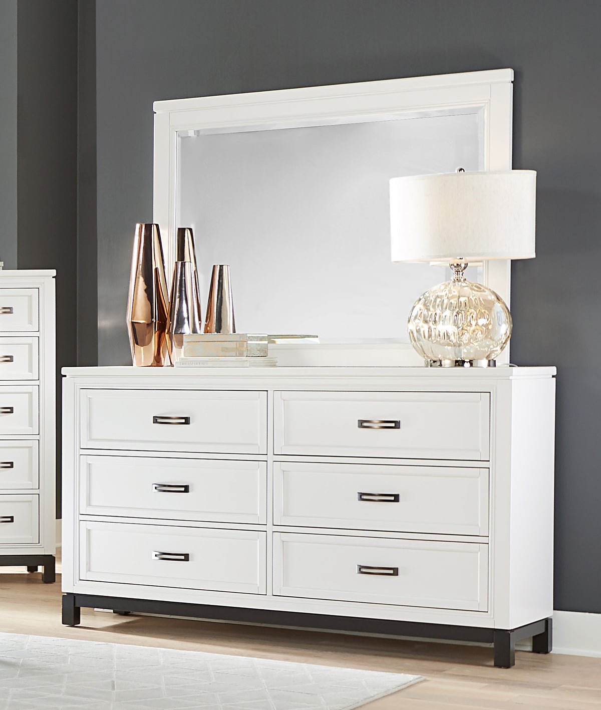 Hyde White Dresser &amp; Mirror - MJM Furniture