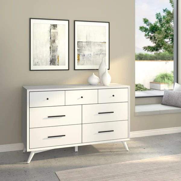 Hygge White 7 Drawer Dresser &amp; Mirror - MJM Furniture