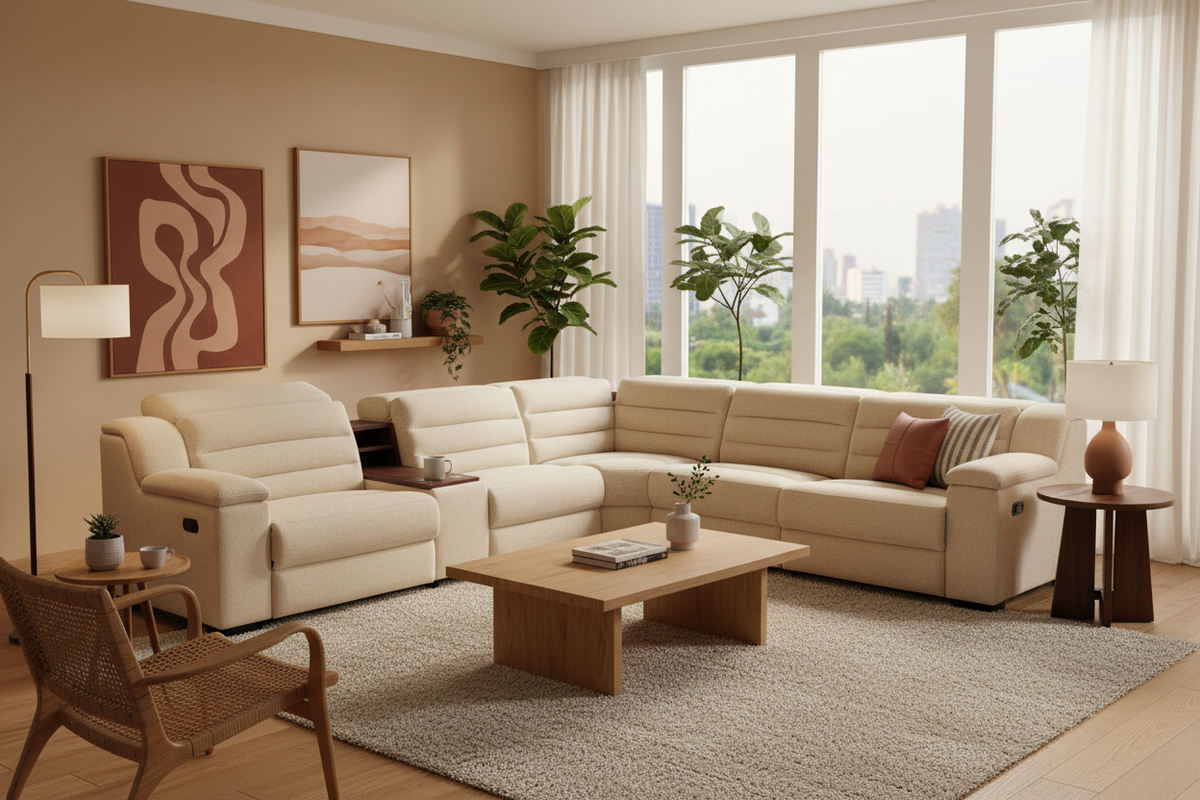 Abby Beige Power Reclining Sectional